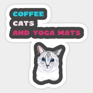 Coffee cats and yoga mats funny yoga and cat drawing Sticker